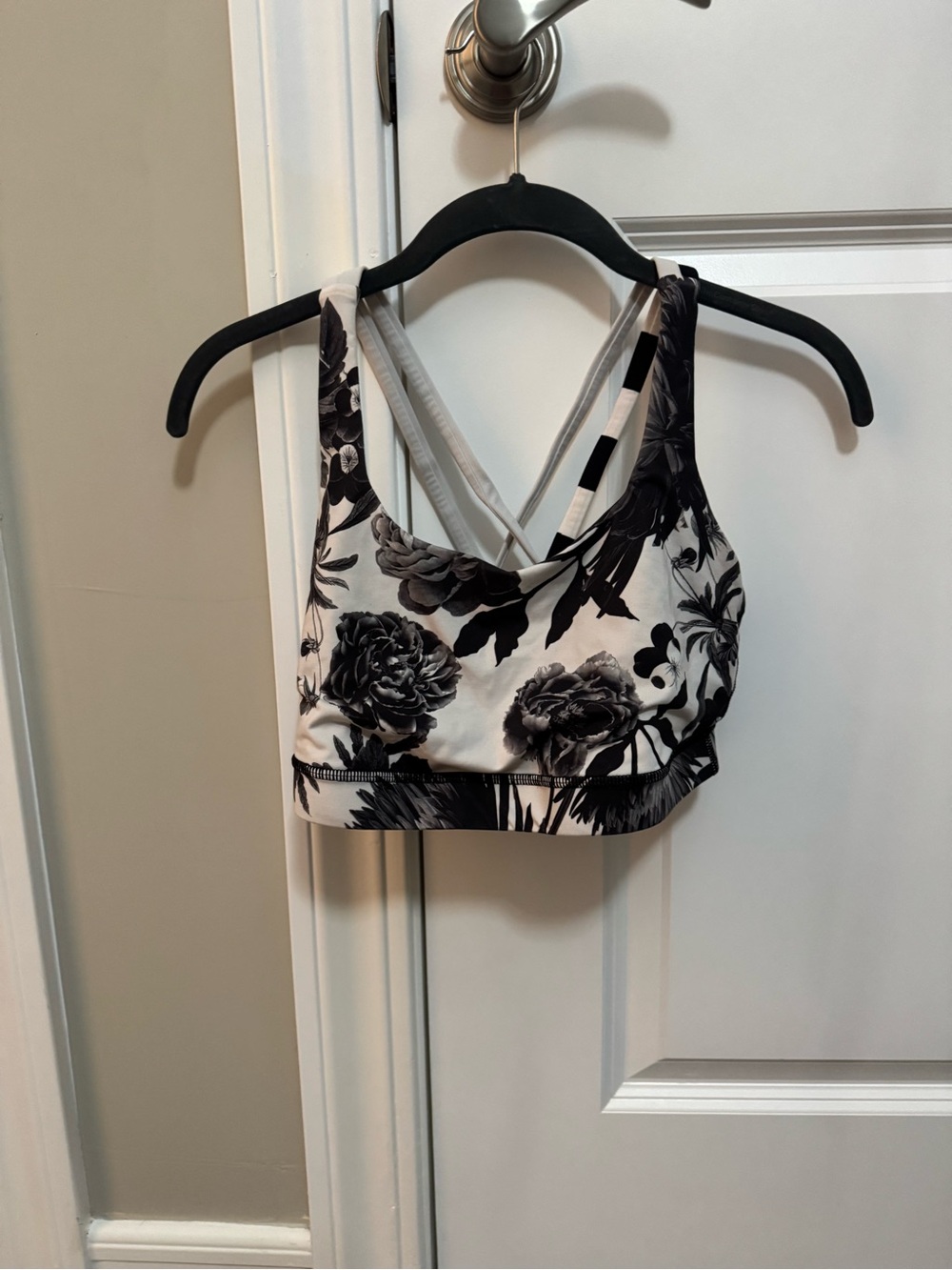 lululemon athletica Black & White Floral Strappy Sports Bra